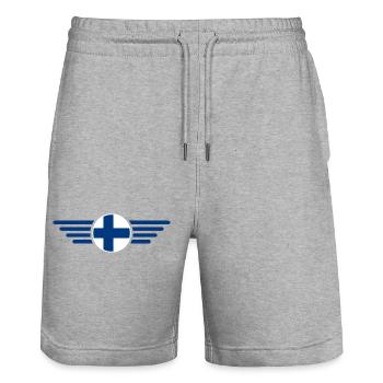 Finnland Stil T-Shirt - Stanley/Stella Unisex Bio Joggingshorts Trainer  - Grau meliert - Vorne - Nik (191cm) & Marisol (170cm)