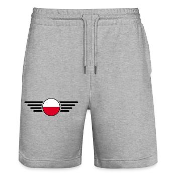 Poland Style T-Shirt - Stanley/Stella Trainer Unisex Organic Jogging Shorts - heather grey - Front - Nik (191cm) & Marisol (170cm)