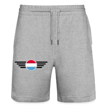 T-shirt de style luxembourgeois - Short de jogging bio TRAINER Stanley/Stella unisexe - gris chiné - Devant - Nik (191cm) & Marisol (170cm)