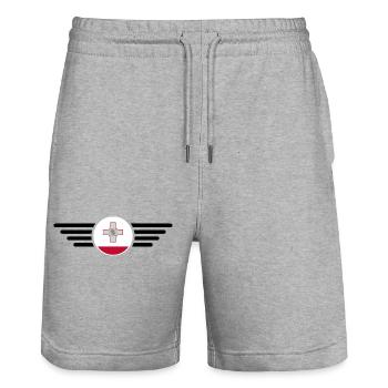 Malta Stil T-Shirt - Stanley/Stella Unisex Bio Joggingshorts Trainer  - Grau meliert - Vorne - Nik (191cm) & Marisol (170cm)