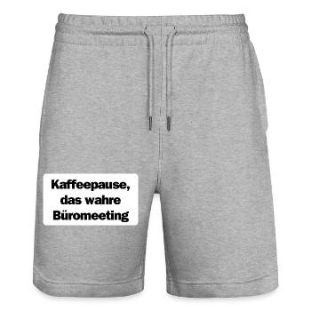 Kaffeepause Büro Meeting - Stanley/Stella Unisex Bio Joggingshorts Trainer  - Grau meliert - Vorne - Nik (191cm) & Marisol (170cm)