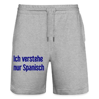 Ich verstehe nur Spanisch - Stanley/Stella Unisex Bio Joggingshorts Trainer  - Grau meliert - Vorne - Nik (191cm) & Marisol (170cm)