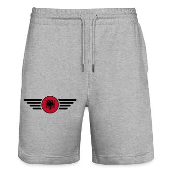 Albania Style Design T-Shirt - Stanley/Stella Trainer Unisex Organic Jogging Shorts - heather grey - Front - Nik (191cm) & Marisol (170cm)