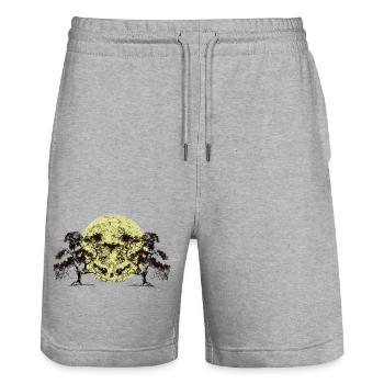 Mond Wald Bäume Natur Botanik Flora - Stanley/Stella Unisex Bio Joggingshorts Trainer  - Grau meliert - Vorne - Nik (191cm) & Marisol (170cm)