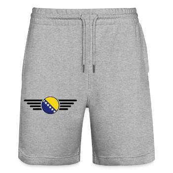 Bosnien Stil Design T-Shirt - Stanley/Stella Unisex Bio Joggingshorts Trainer  - Grau meliert - Vorne - Nik (191cm) & Marisol (170cm)