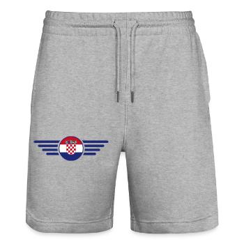 Croatie Style Design T-shirt - Short de jogging bio TRAINER Stanley/Stella unisexe - gris chiné - Devant - Nik (191cm) & Marisol (170cm)