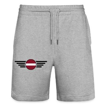Latvia Style Design T-Shirt - Stanley/Stella Trainer Unisex Organic Jogging Shorts - heather grey - Front - Nik (191cm) & Marisol (170cm)