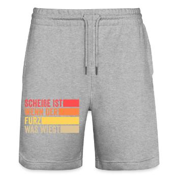 Scheiße Ist Wenn der Furz Was Wiegt - Stanley/Stella Unisex Bio Joggingshorts Trainer  - Grau meliert - Vorne - Nik (191cm) & Marisol (170cm)