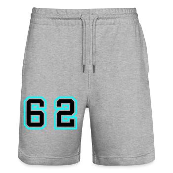 62 Symbole numérique - Short de jogging bio TRAINER Stanley/Stella unisexe - gris chiné - Devant - Nik (191cm) & Marisol (170cm)