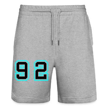 92 Symbole numérique - Short de jogging bio TRAINER Stanley/Stella unisexe - gris chiné - Devant - Nik (191cm) & Marisol (170cm)