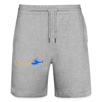 Hélicoptère Heartbeat Gift Aviation Sports - Short de jogging bio TRAINER Stanley/Stella unisexe - gris chiné - Devant - Nik (191cm) & Marisol (170cm)