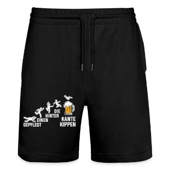 Gepflegt Einen Hinter Die Kante Kippen - Stanley/Stella Unisex Bio Joggingshorts Trainer  - Schwarz - Vorne - Nik (191cm) & Marisol (170cm)