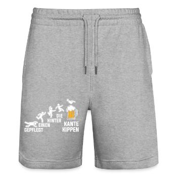 Gepflegt Einen Hinter Die Kante Kippen - Stanley/Stella Unisex Bio Joggingshorts Trainer  - Grau meliert - Vorne - Nik (191cm) & Marisol (170cm)