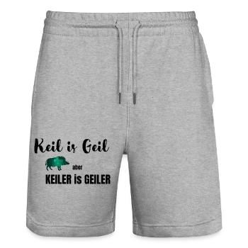 Keil is Geil - Stanley/Stella Unisex Bio Joggingshorts Trainer  - Grau meliert - Vorne - Nik (191cm) & Marisol (170cm)