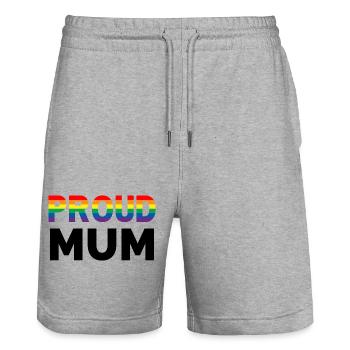 Proud Mum Rainbow - Stanley/Stella Trainer Unisex Organic Jogging Shorts - heather grey - Front - Nik (191cm) & Marisol (170cm)