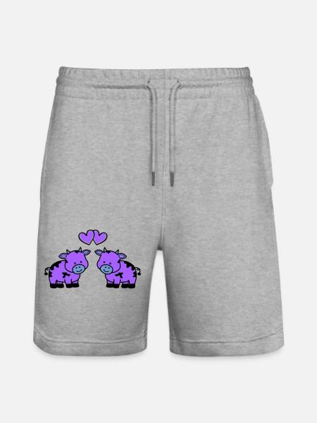 cows in love - Stanley/Stella Unisex Bio Joggingshorts Trainer  - Grau meliert