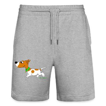 Cute Jack Russel Comic Wolly Sheepling Gaming - Stanley/Stella Trainer Unisex Organic Jogging Shorts - heather grey - Front - Nik (191cm) & Marisol (170cm)