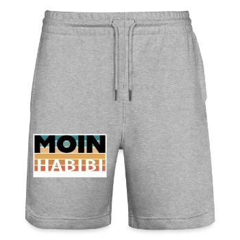 Moin Habibi - Stanley/Stella Unisex Bio Joggingshorts Trainer  - Grau meliert - Vorne - Nik (191cm) & Marisol (170cm)