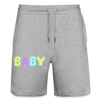 baby - Stanley/Stella Trainer Unisex Organic Jogging Shorts - heather grey - Front - Nik (191cm) & Marisol (170cm)