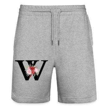 Buchstabe w floral rot - Stanley/Stella Unisex Bio Joggingshorts Trainer  - Grau meliert - Vorne - Nik (191cm) & Marisol (170cm)