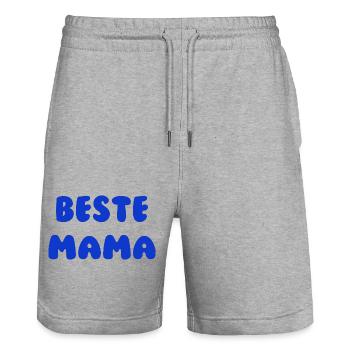 Beste Mama Blau - Stanley/Stella Unisex Bio Joggingshorts Trainer  - Grau meliert - Vorne - Nik (191cm) & Marisol (170cm)