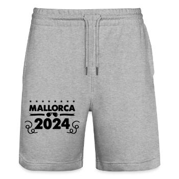 Majorque 2024 - Short de jogging bio TRAINER Stanley/Stella unisexe - gris chiné - Devant - Nik (191cm) & Marisol (170cm)