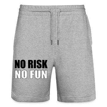 No Risk No Fun - Stanley/Stella Trainer Unisex Organic Jogging Shorts - heather grey - Front - Nik (191cm) & Marisol (170cm)