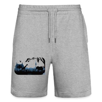 Viazoo Label Design Blues - Stanley/Stella Trainer Unisex Organic Jogging Shorts - heather grey - Front - Nik (191cm) & Marisol (170cm)