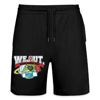 We Out Trip To Bangladesh Travel Matching Family - Stanley/Stella Trainer Unisex Organic Jogging Shorts - black - Front - Nik (191cm) & Marisol (170cm)