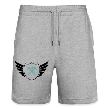 Armoiries du Bouclier Couvreur - Short de jogging bio TRAINER Stanley/Stella unisexe - gris chiné - Devant - Nik (191cm) & Marisol (170cm)