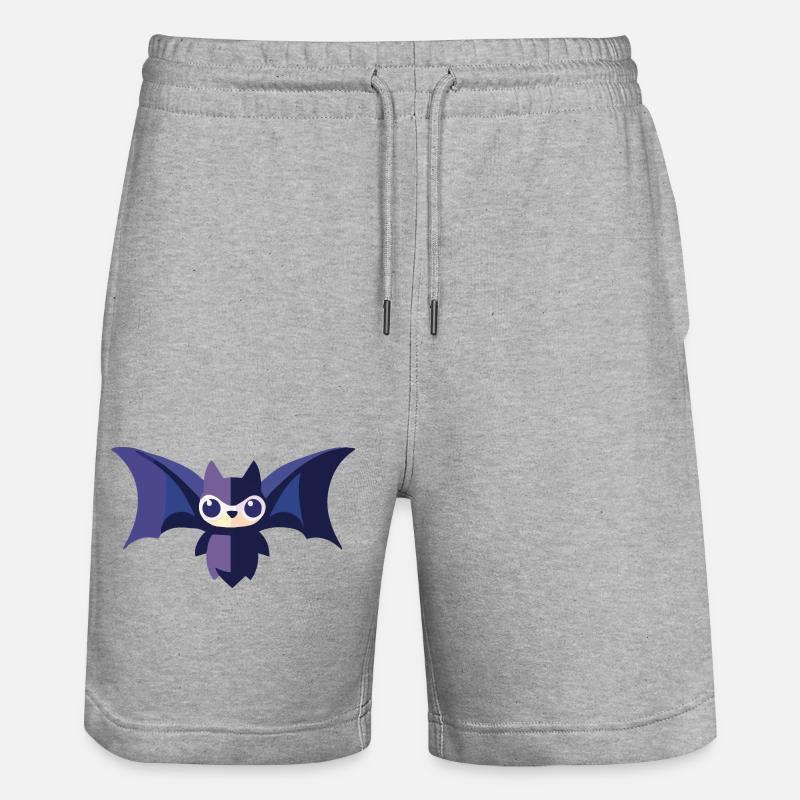 Fledermaus mit Gesicht - Stanley/Stella Unisex Bio Joggingshorts Trainer  - Grau meliert