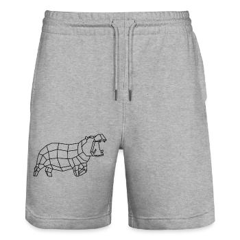 Hippo - Stanley/Stella Trainer Unisex Organic Jogging Shorts - heather grey - Front - Nik (191cm) & Marisol (170cm)
