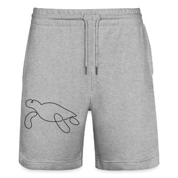 Turtle One-Line Style - Stanley/Stella Trainer Unisex Organic Jogging Shorts - heather grey - Front - Nik (191cm) & Marisol (170cm)