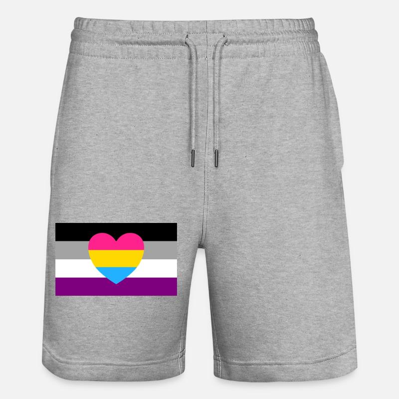 Drapeau panromantique asexué - Short de jogging bio TRAINER Stanley/Stella unisexe - gris chiné