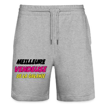 MEILLEURE VENDEUSE DE LA GALAXIE - Short de jogging bio TRAINER Stanley/Stella unisexe - gris chiné - Devant - Nik (191cm) & Marisol (170cm)