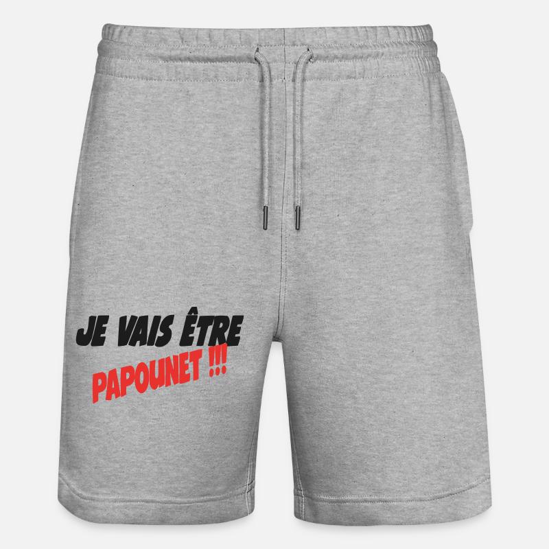 Je vais être PAPOUNET - Short de jogging bio TRAINER Stanley/Stella unisexe - gris chiné