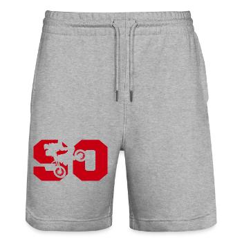 Moto 90 motard - Stanley/Stella Unisex Bio Joggingshorts Trainer  - Grau meliert - Vorne - Nik (191cm) & Marisol (170cm)