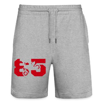 Moto 85 motard - Short de jogging bio TRAINER Stanley/Stella unisexe - gris chiné - Devant - Nik (191cm) & Marisol (170cm)