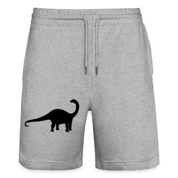 Dinosaur Apatosaurus - Stanley/Stella Trainer Unisex Organic Jogging Shorts - heather grey - Front - Nik (191cm) & Marisol (170cm)
