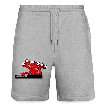 3 DJ Party Eyes Monster Alien Alien Horror - Stanley/Stella Trainer Unisex Organic Jogging Shorts - heather grey - Front - Nik (191cm) & Marisol (170cm)