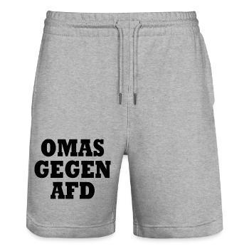 Omas gegen afd - Stanley/Stella Unisex Bio Joggingshorts Trainer  - Grau meliert - Vorne - Nik (191cm) & Marisol (170cm)