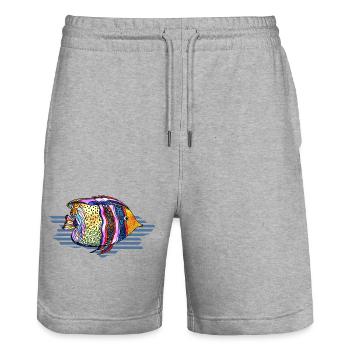 Poisson - Short de jogging bio TRAINER Stanley/Stella unisexe - gris chiné - Devant - Nik (191cm) & Marisol (170cm)
