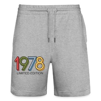 Vintage 1978 Limited Edition - Stanley/Stella Trainer Unisex Organic Jogging Shorts - heather grey - Front - Nik (191cm) & Marisol (170cm)