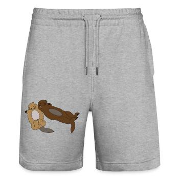 Mignonnes loutres endormies - Short de jogging bio TRAINER Stanley/Stella unisexe - gris chiné - Devant - Nik (191cm) & Marisol (170cm)