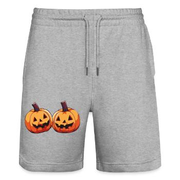 Citrouilles Bande dessinée - Short de jogging bio TRAINER Stanley/Stella unisexe - gris chiné - Devant - Nik (191cm) & Marisol (170cm)