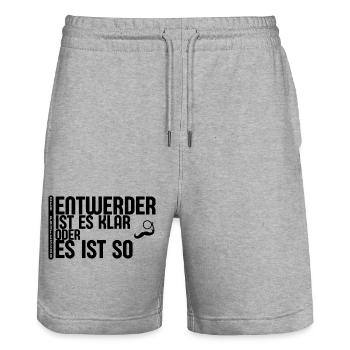 Lustiges Zitat des Professor #1.2 - Stanley/Stella Unisex Bio Joggingshorts Trainer  - Grau meliert - Vorne - Nik (191cm) & Marisol (170cm)