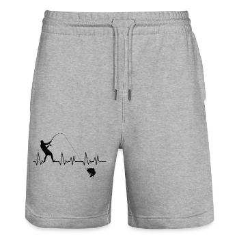 Angler Saying Fishing Fisherman Gift Idea - Stanley/Stella Trainer Unisex Organic Jogging Shorts - heather grey - Front - Nik (191cm) & Marisol (170cm)