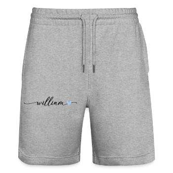 William Name Calligraphie Police - Short de jogging bio TRAINER Stanley/Stella unisexe - gris chiné - Devant - Nik (191cm) & Marisol (170cm)