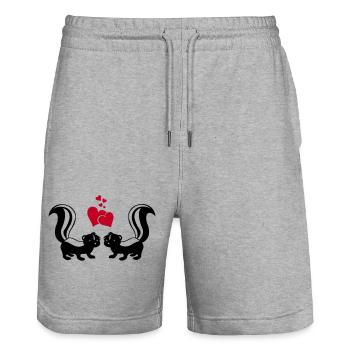 Moufettes amoureuses - Short de jogging bio TRAINER Stanley/Stella unisexe - gris chiné - Devant - Nik (191cm) & Marisol (170cm)