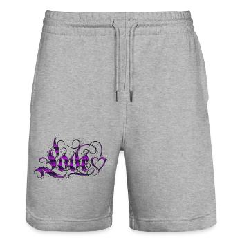 Liebe Zitate amore Blumen Frauen Mädchen Mode weiblich - Stanley/Stella Unisex Bio Joggingshorts Trainer  - Grau meliert - Vorne - Nik (191cm) & Marisol (170cm)